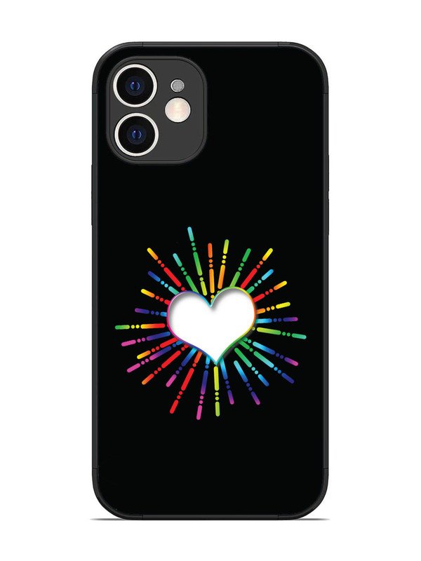 iPhone 12 Colourful Heart on Black