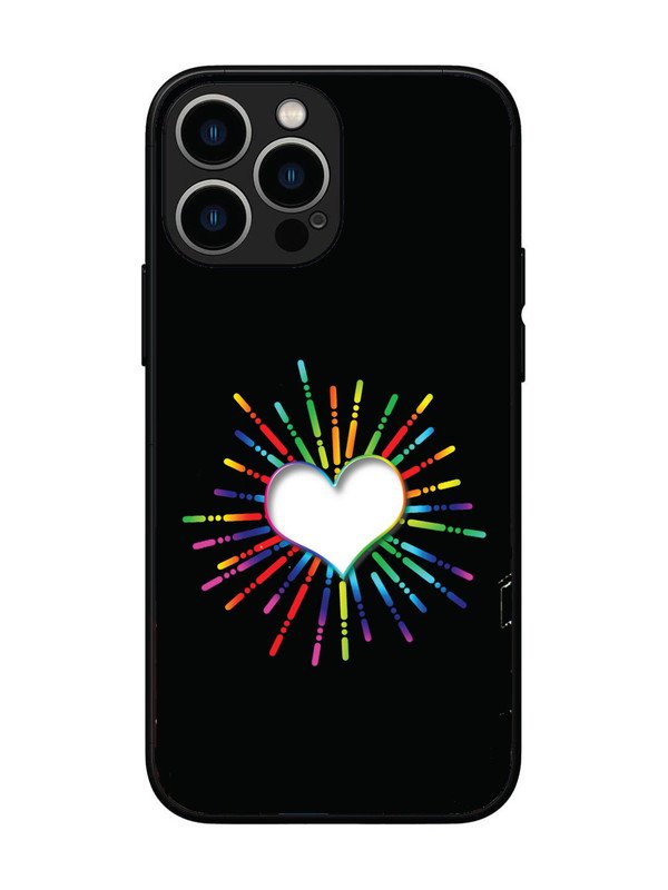 iPhone 13 Pro Max Colourful Heart on Black