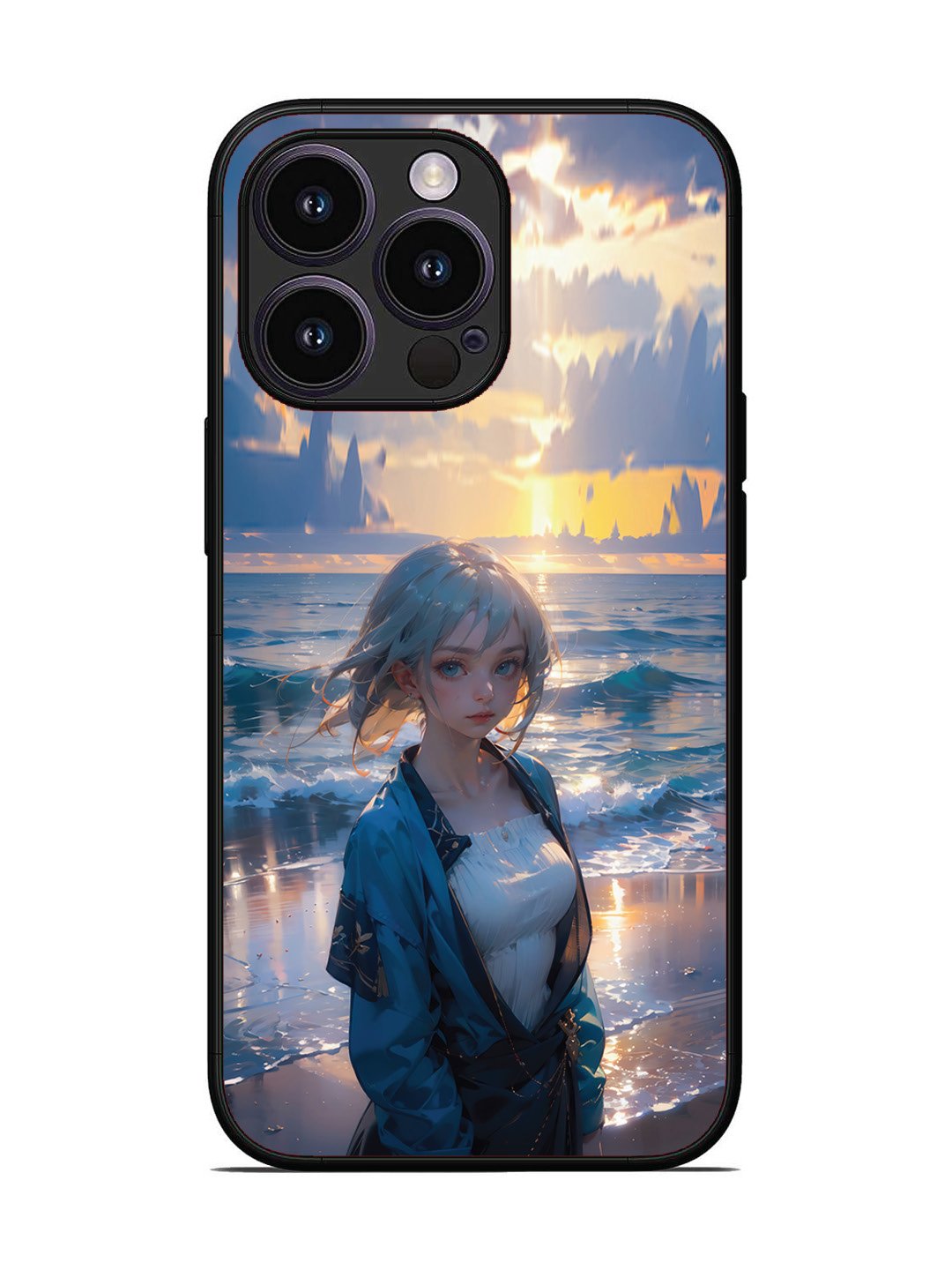 iPhone 13 Pro Anime Girl Beach Ocean Waves