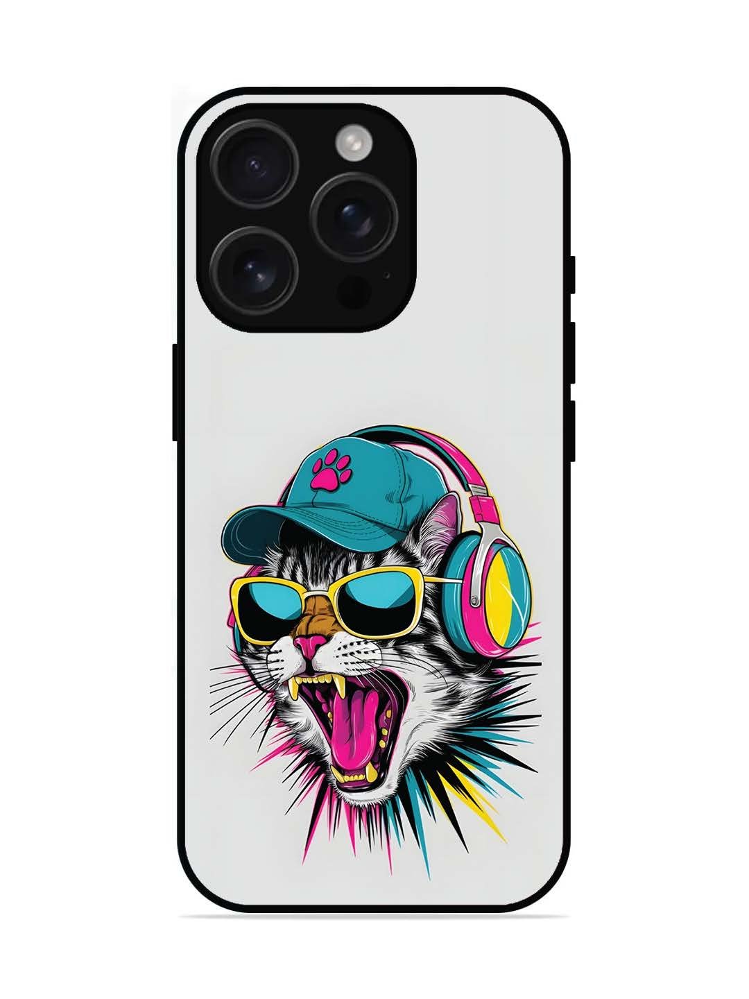 iPhone 16 pro Neon Pop Art DJ Cat Vibe