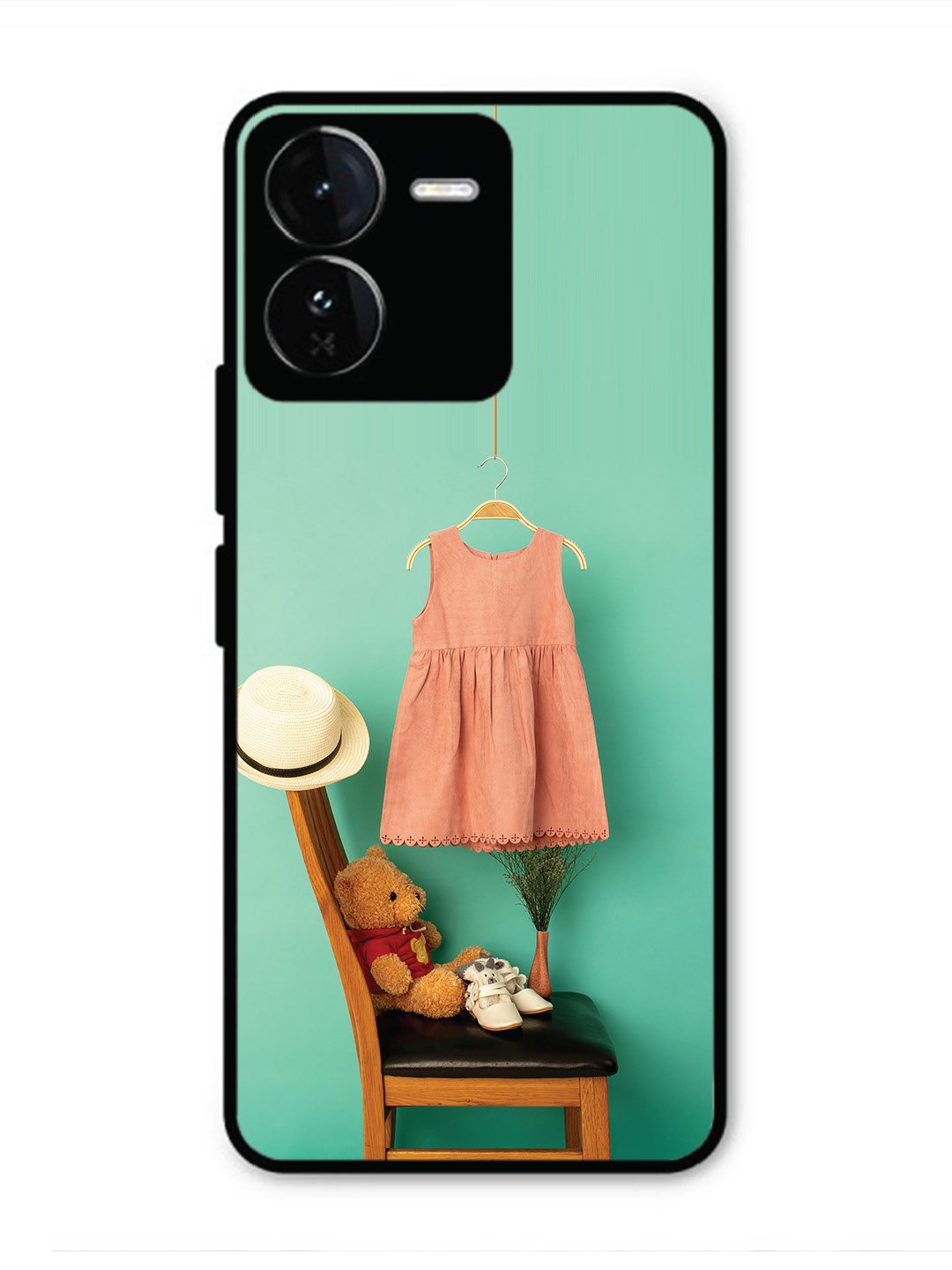 iQoo Z9 5G Trendy dress for girl near toy bear