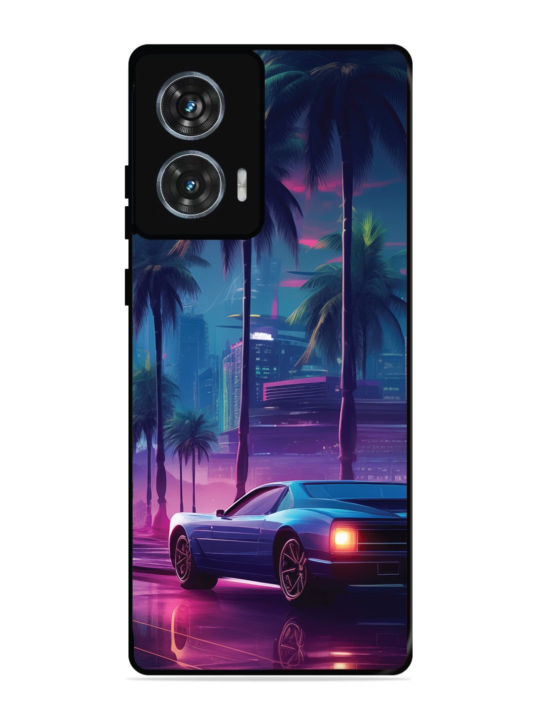 Motorola Moto G85 sunset-sports-car-city-palm-trees