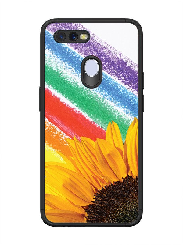 Oppo A7 Sunflower on Colourful Lines