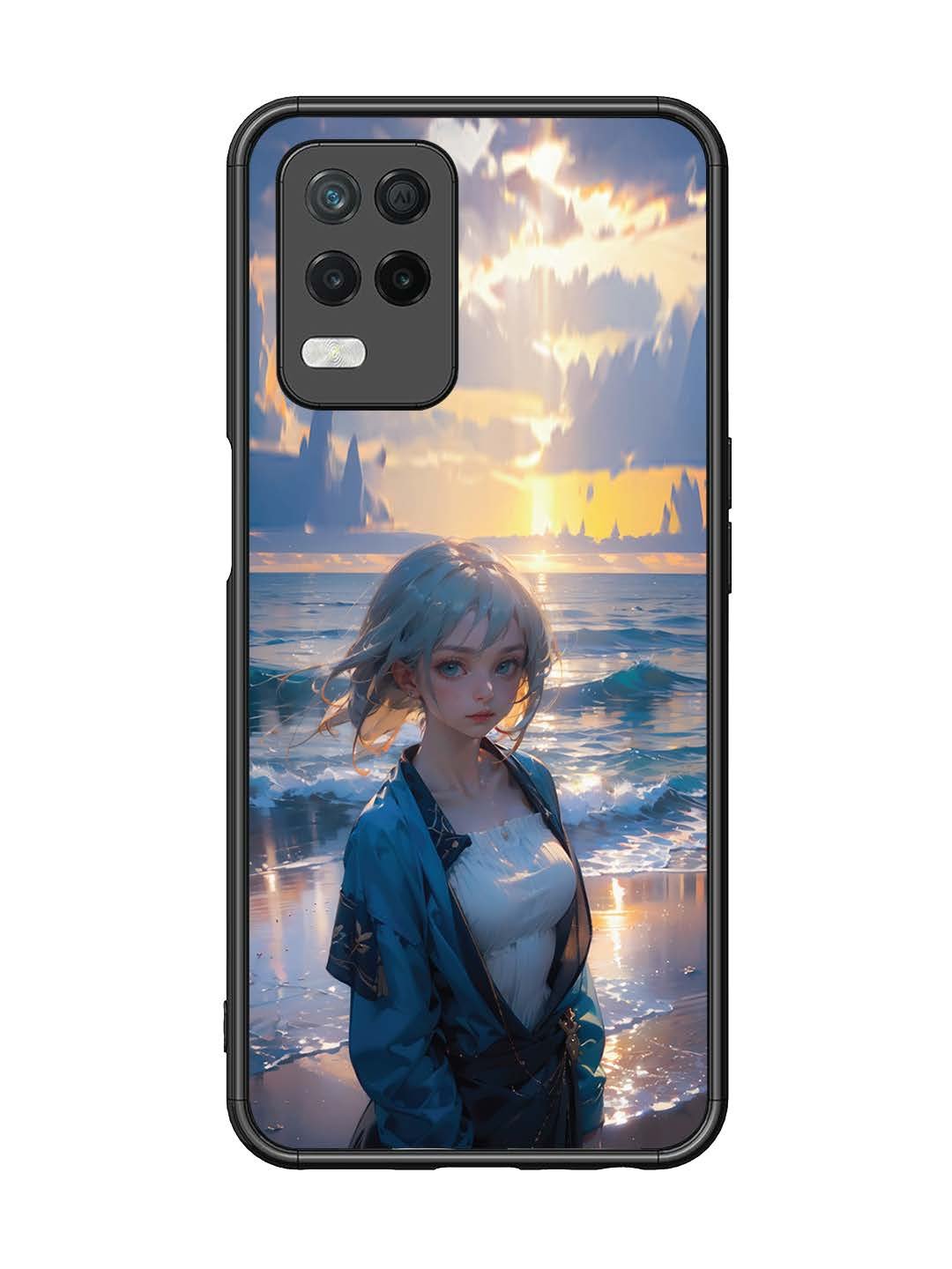 realme 8 5G Anime Girl Beach Ocean Waves
