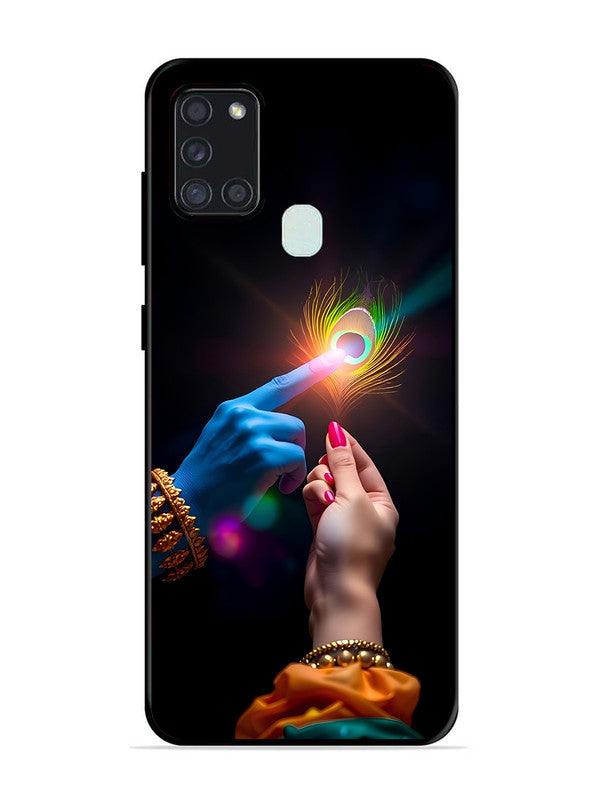Samsung Galaxy A21s Radha Krishna touching feather