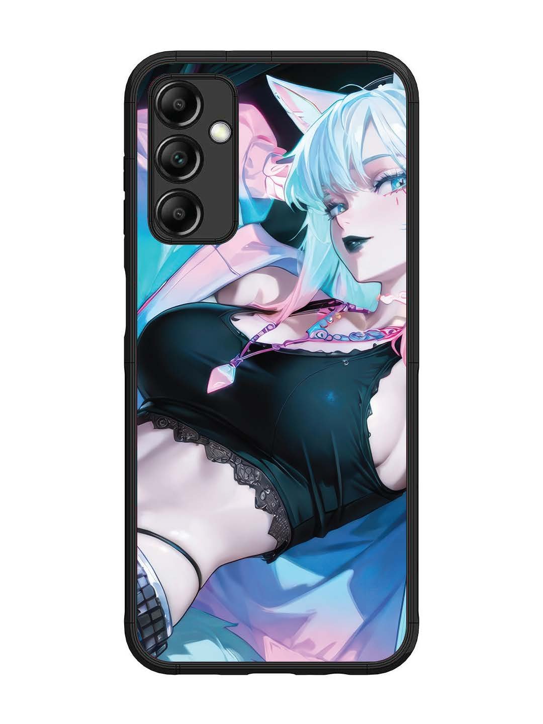 Samsung Galaxy M14 5G anime girl fox headpohone white Hair