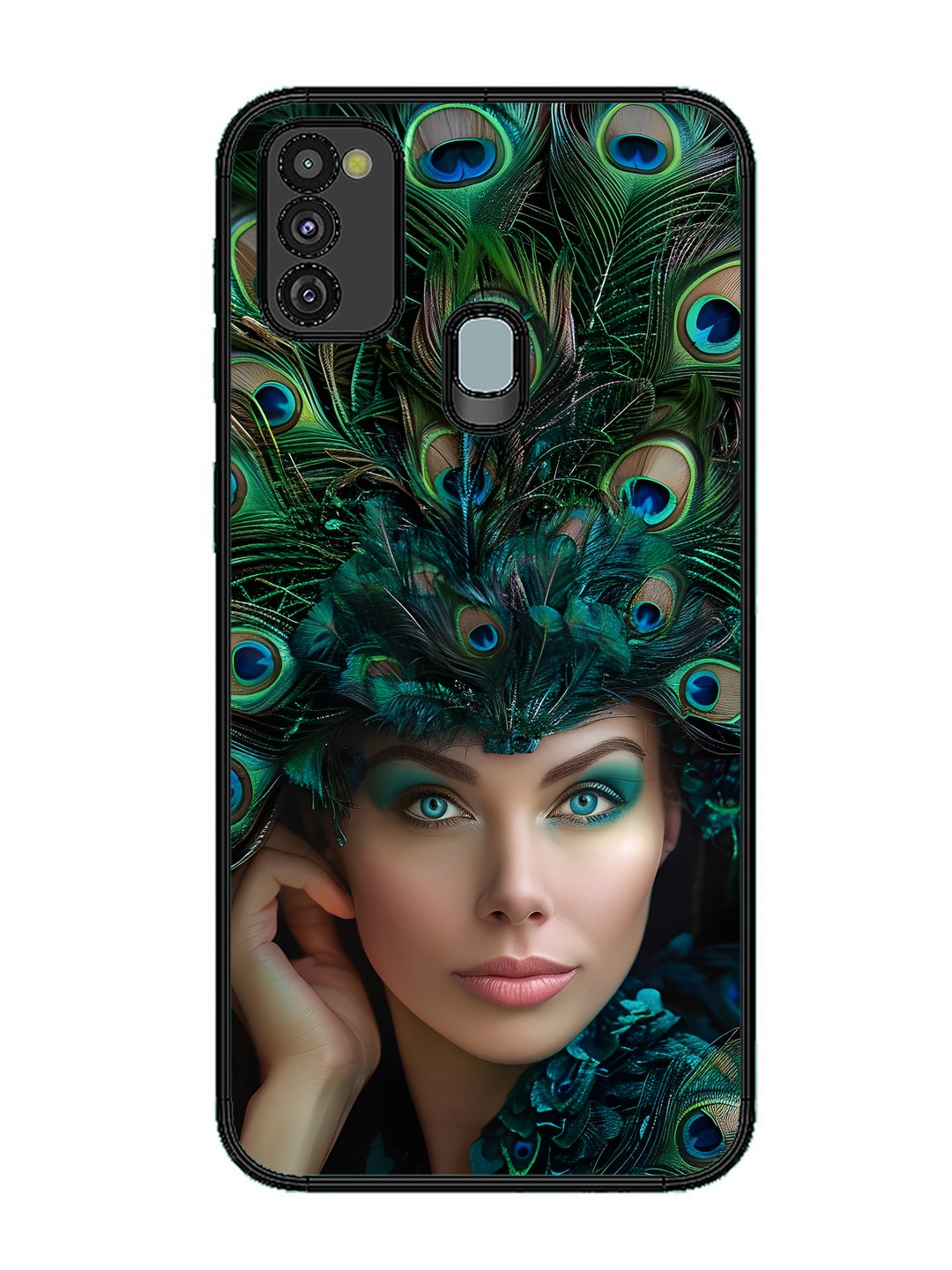 Samsung Galaxy M30s Girl with peacock feather Crown
