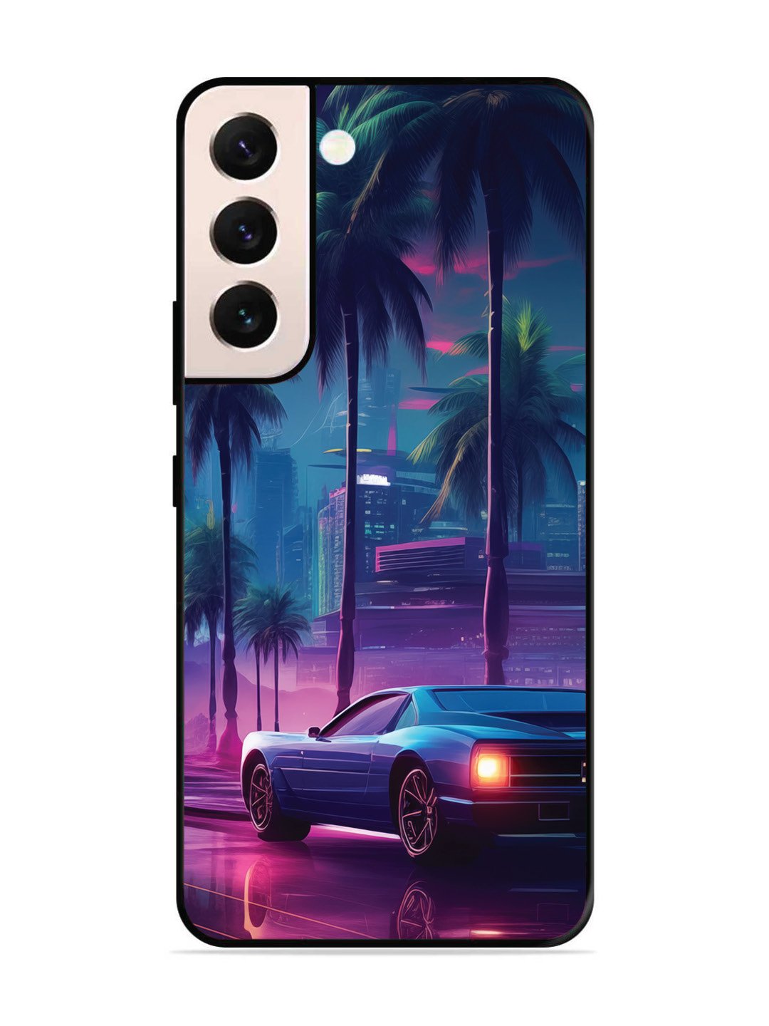 Samsung GALAXY S21 Plus sunset-sports-car-city-palm-trees