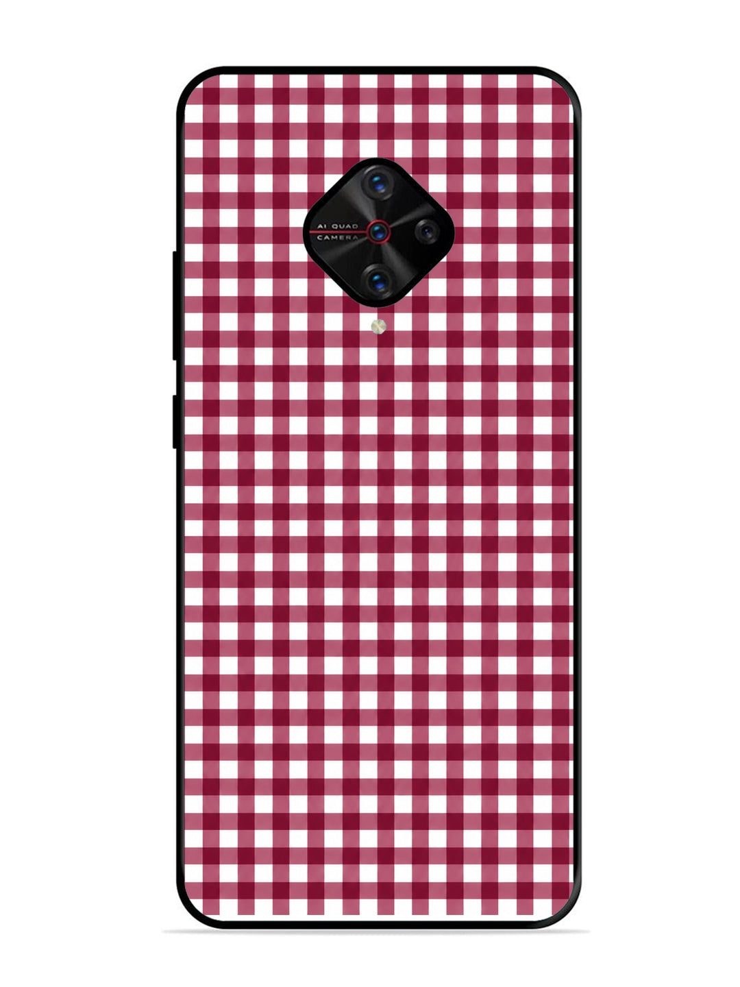 Vivo S1 Pro Gingham Checks Wine Red