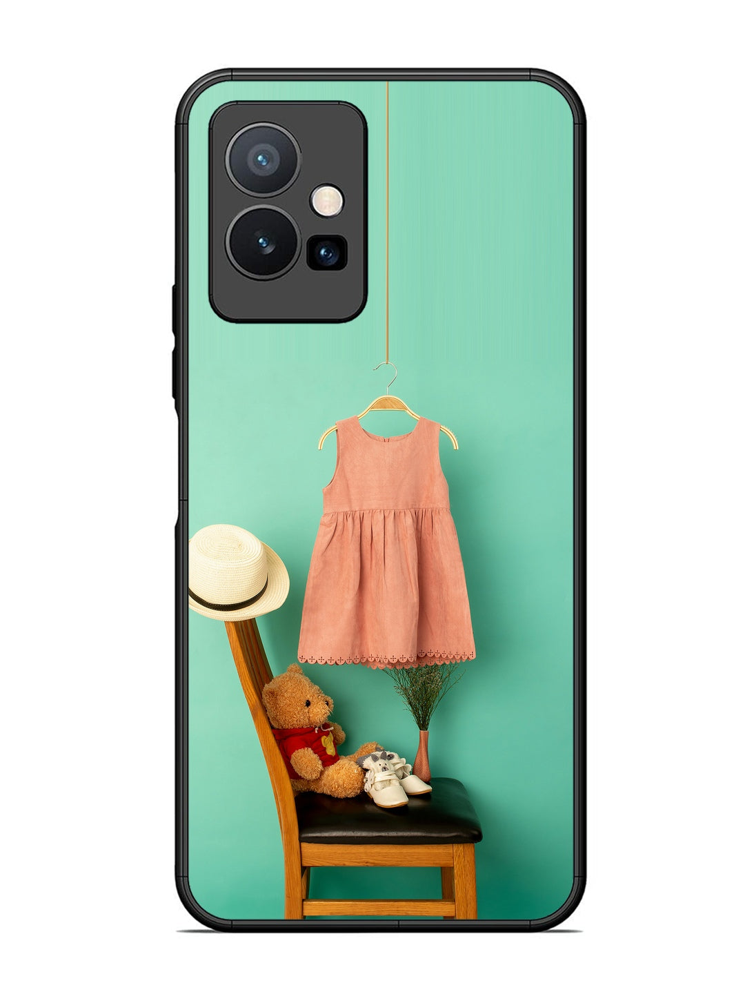 Vivo T1 5G Trendy dress for girl near toy bear