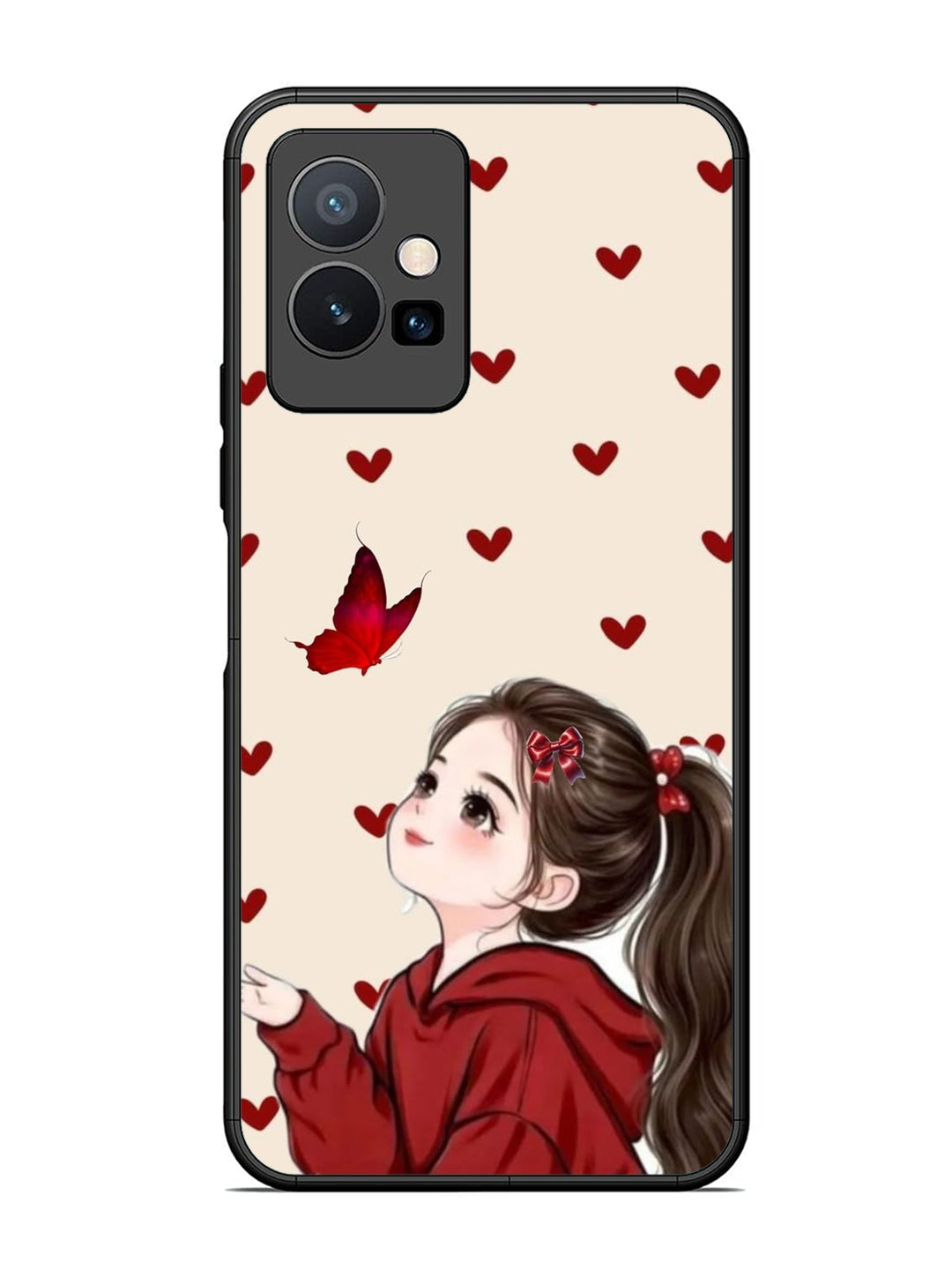 Vivo T1 5G Beautiful girl with red butterfly