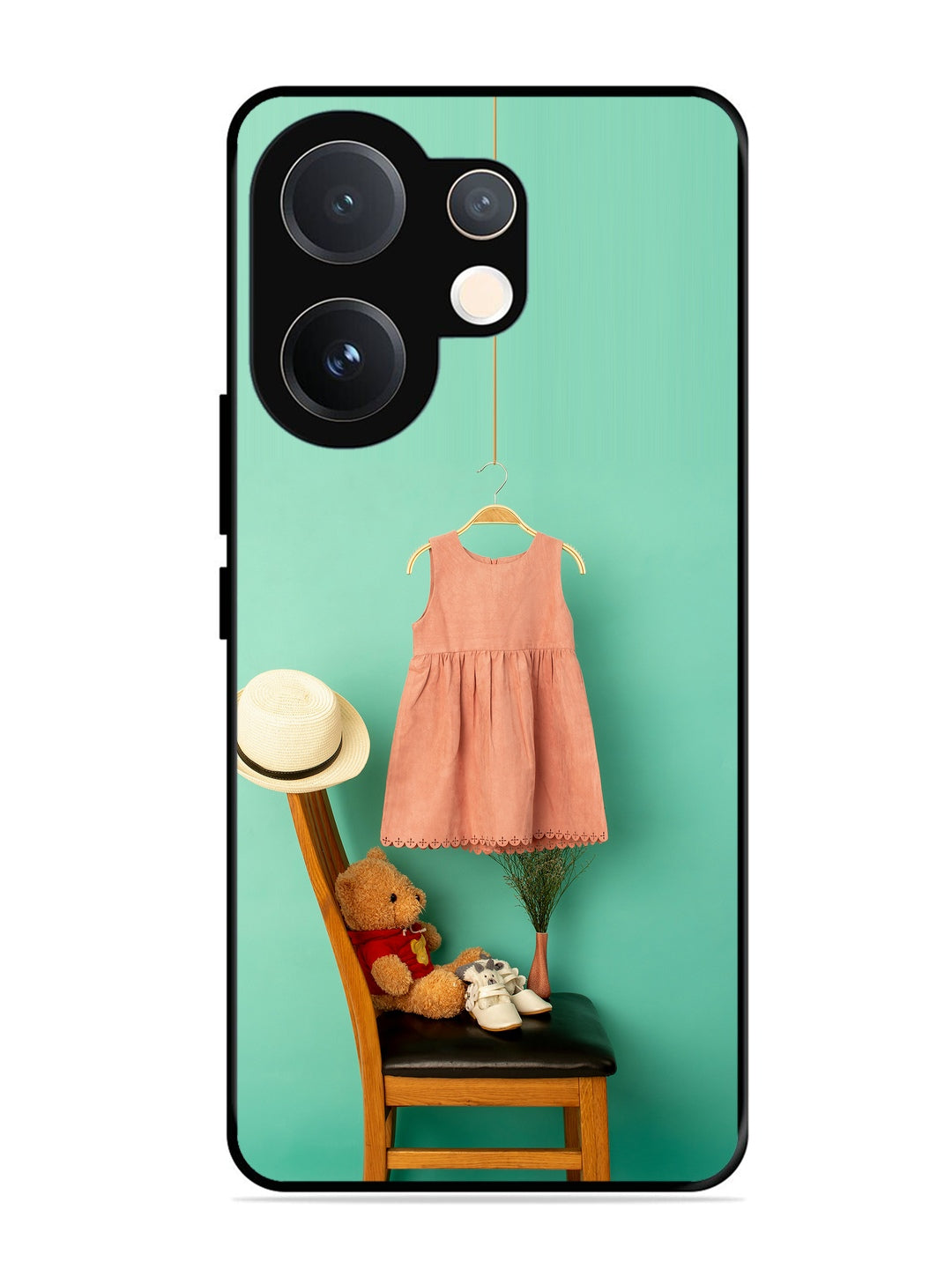 Vivo T4 Pro 5G Trendy dress for girl near toy bear