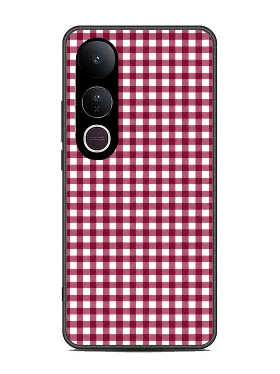 Vivo V50 Lite Gingham Checks Wine Red