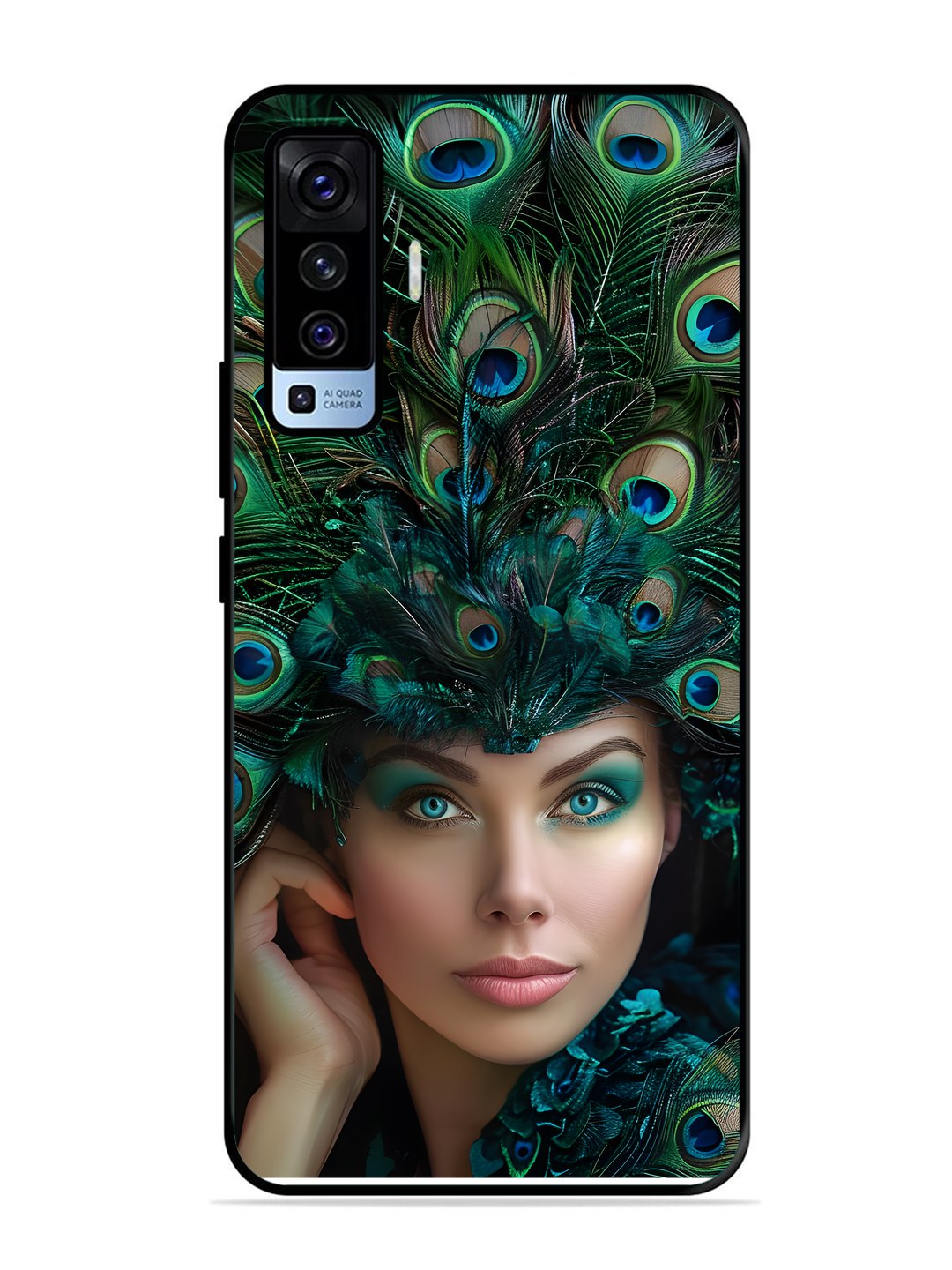 Vivo X50 Girl with peacock feather Crown
