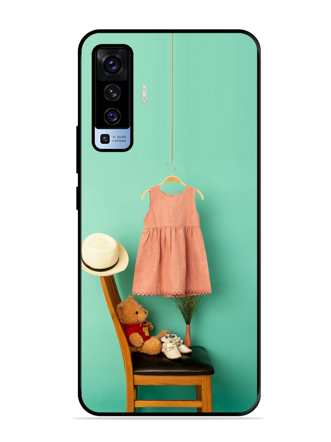 Vivo X50 Trendy dress for girl near toy bear