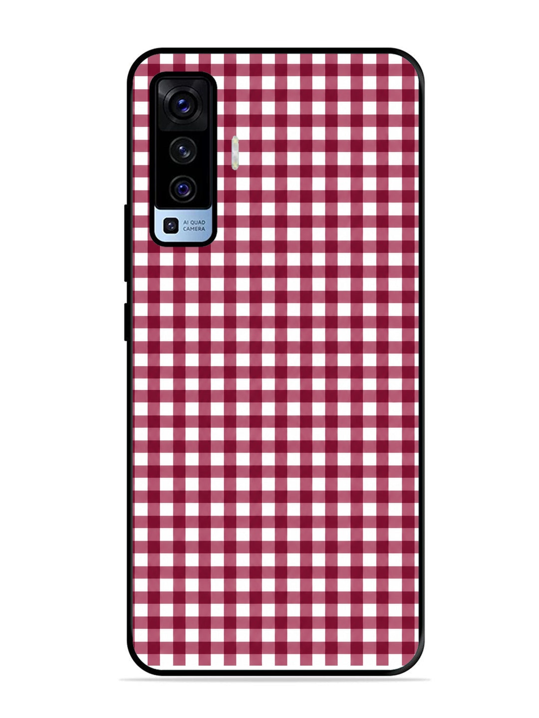 Vivo X50 Gingham Checks Wine Red