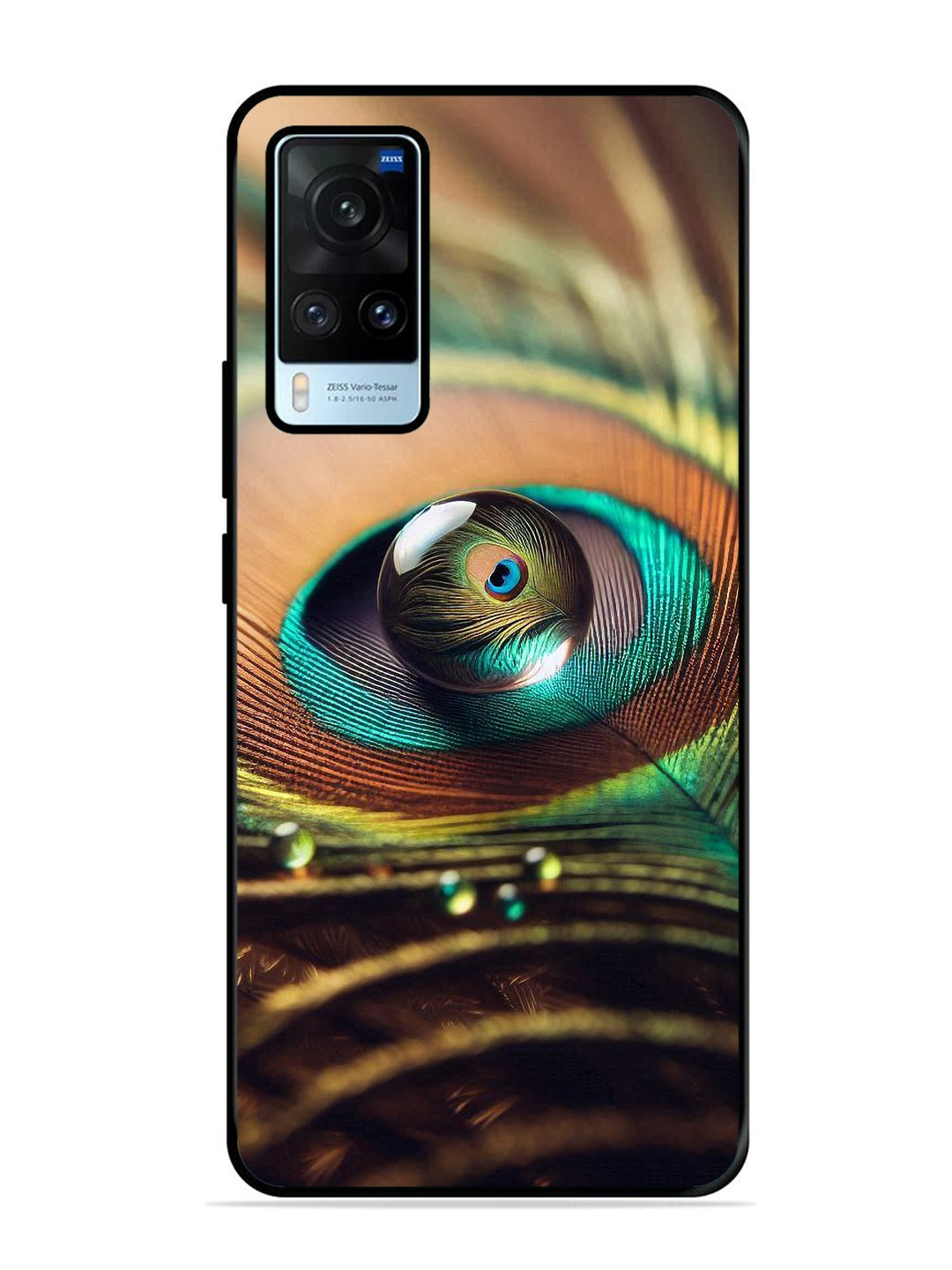 Vivo X60 Water Drop On Peacock Feather