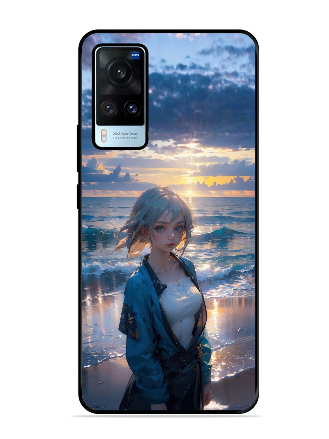 Vivo X60 Anime Girl Beach Ocean Waves