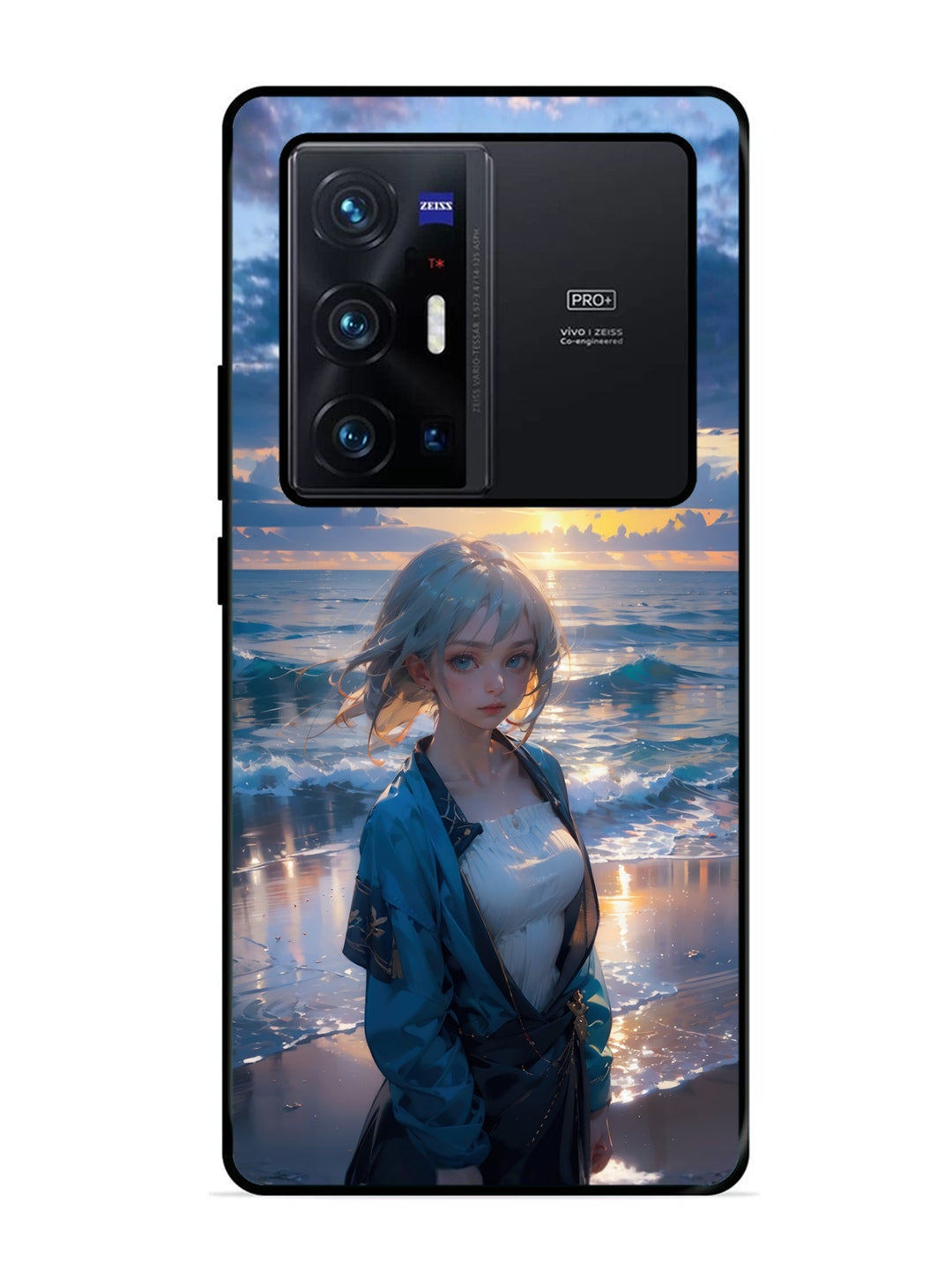 Vivo X70 Pro Plus Anime Girl Beach Ocean Waves