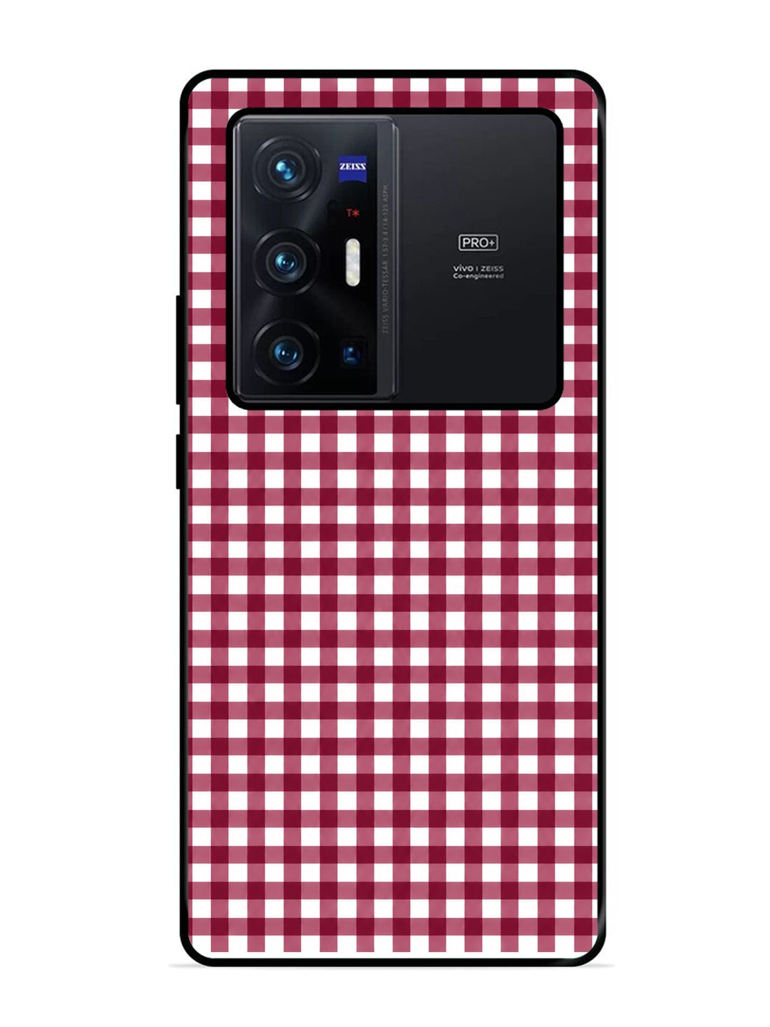Vivo X70 Pro Plus Gingham Checks Wine Red