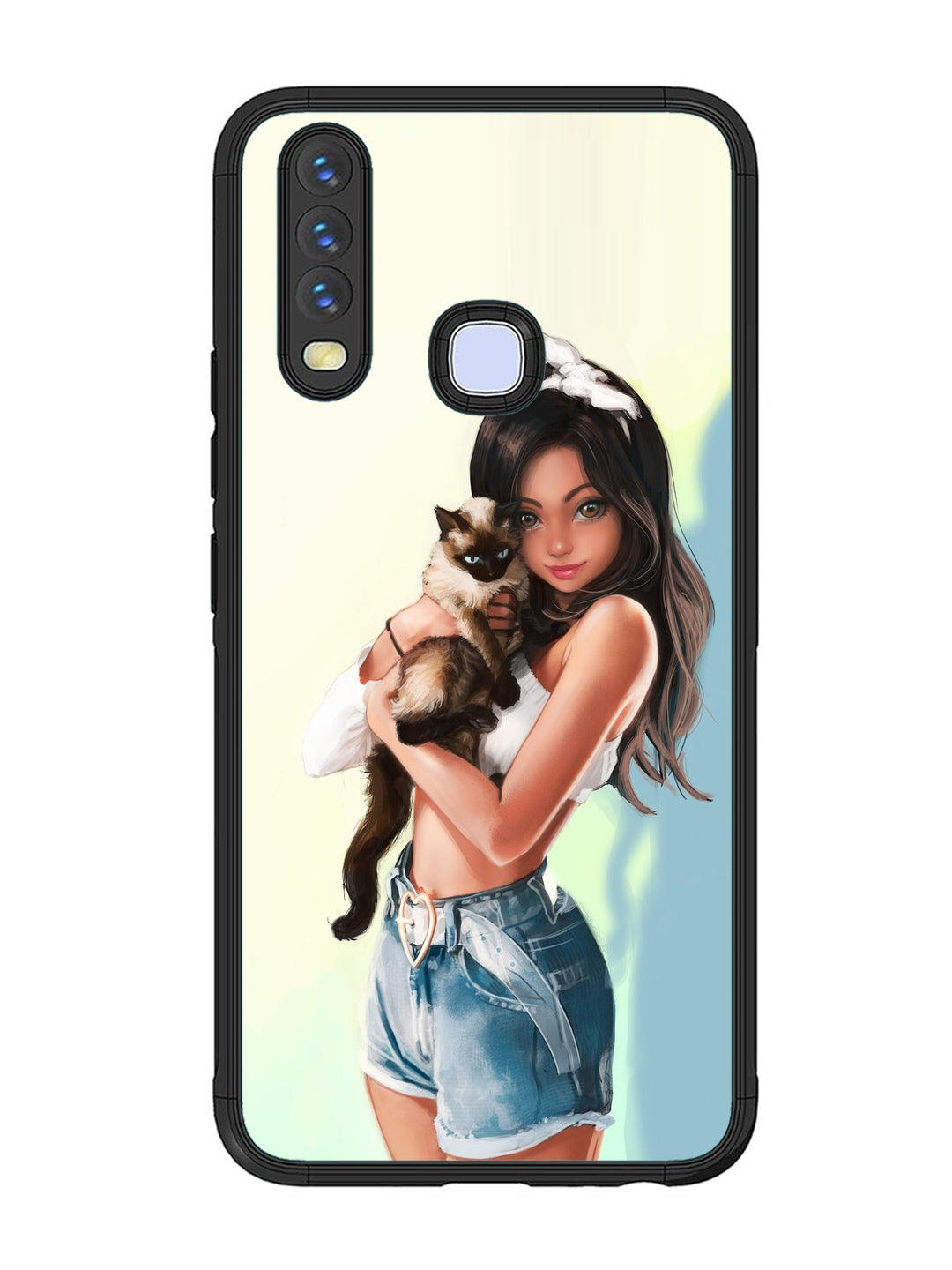Vivo Y17 Cute Girl with Cat
