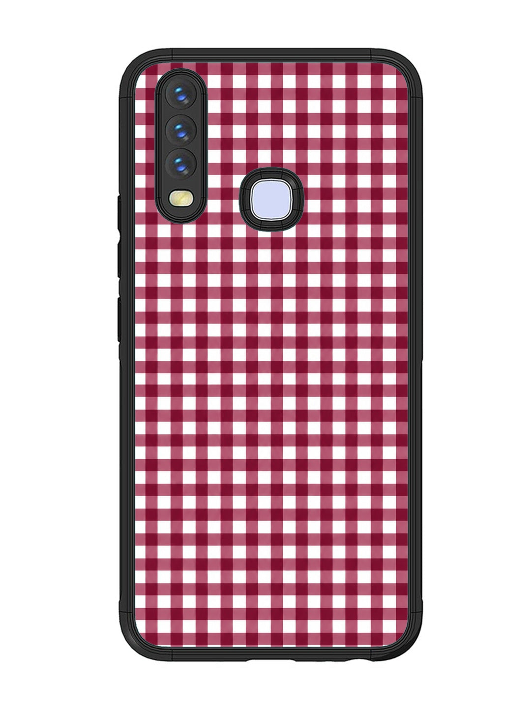 Vivo Y17 Gingham Checks Wine Red