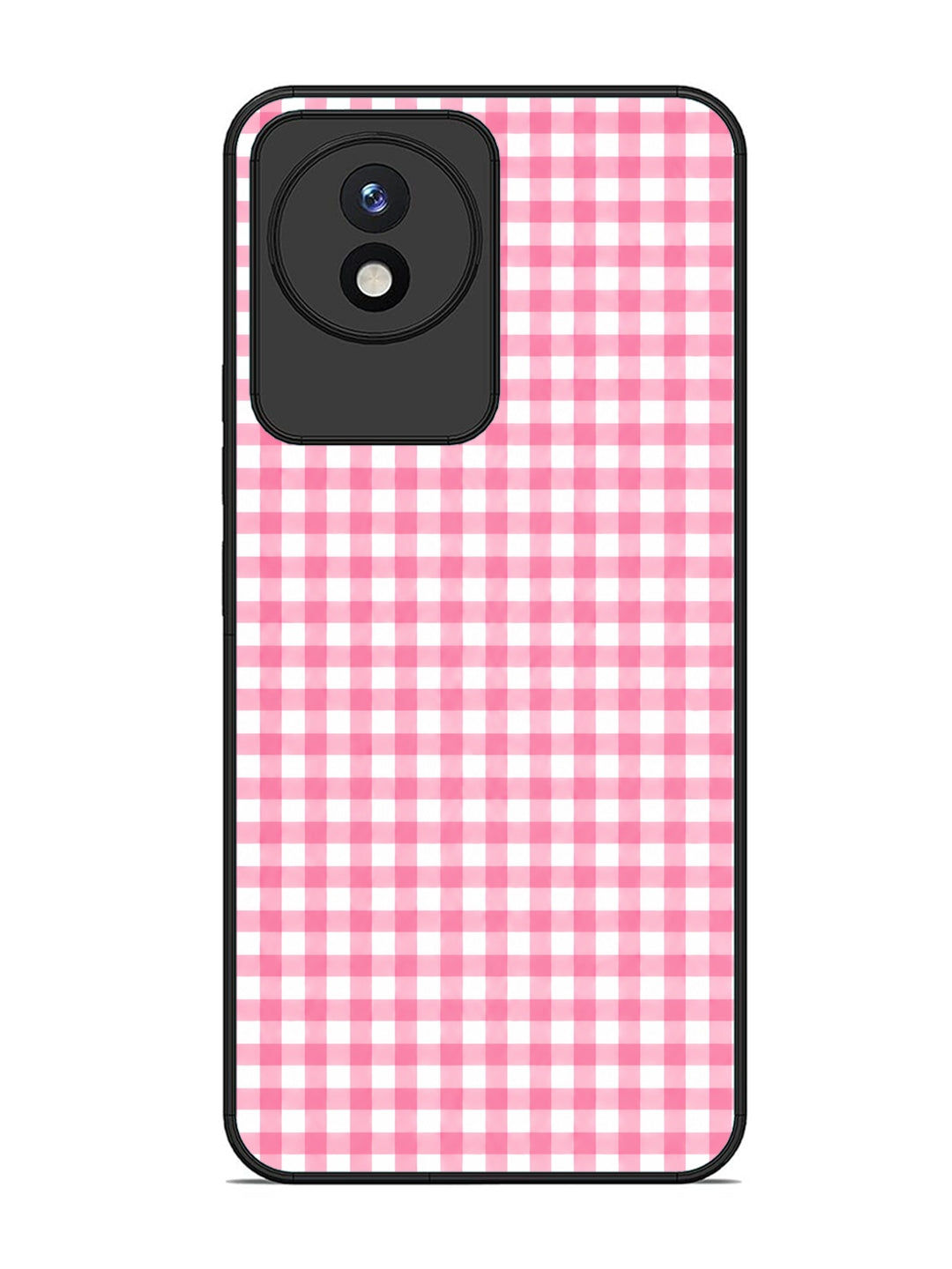 Vivo Y02 Gingham Checks pink