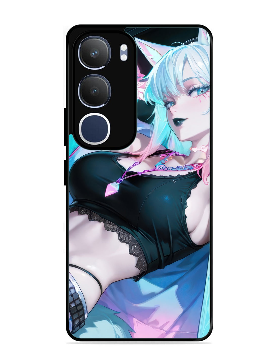Vivo Y29 5G anime girl fox headpohone white Hair
