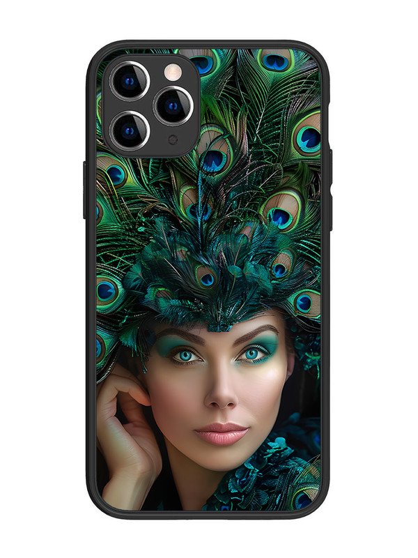 iPhone 11 Pro Girl with peacock feather Crown