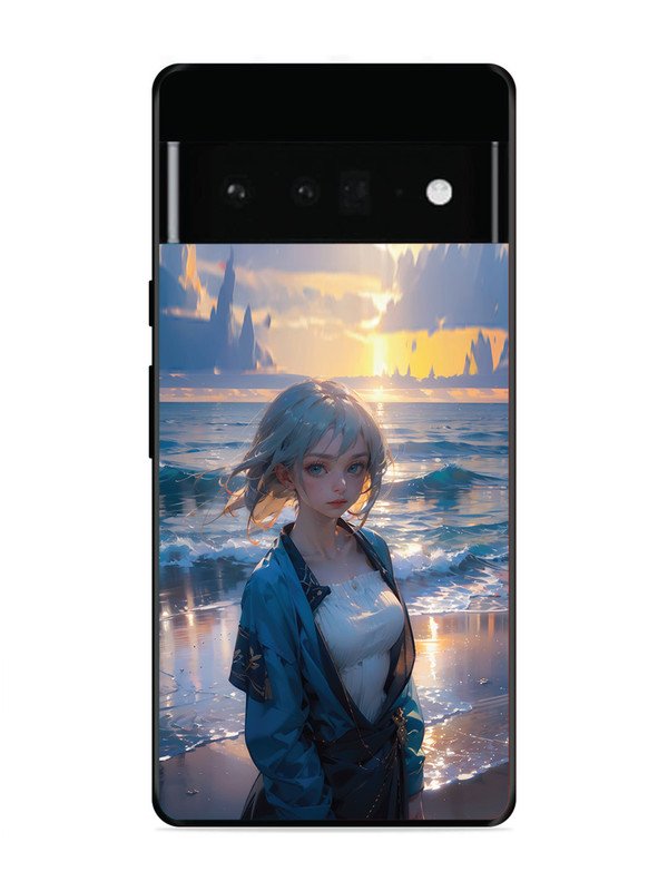 Google Pixel 6 Pro Anime Girl Beach Ocean Waves