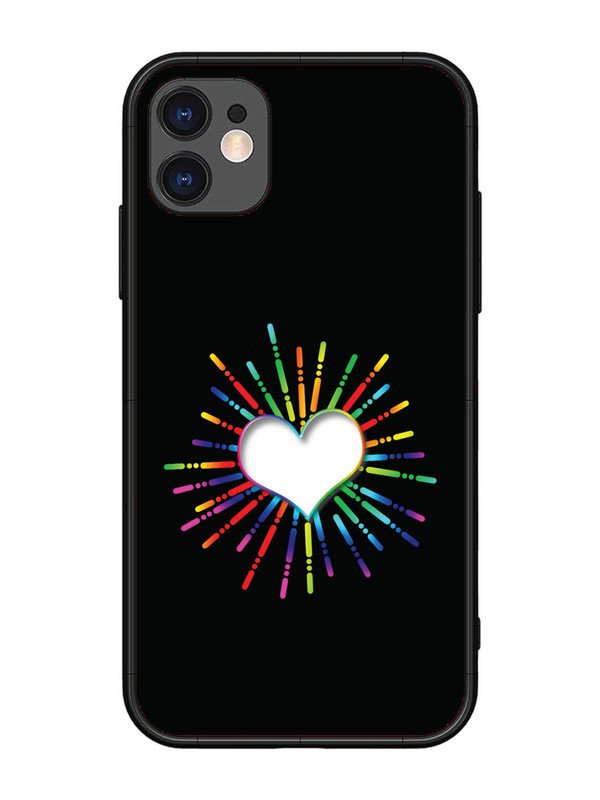 iPhone 11 Colourful Heart on Black
