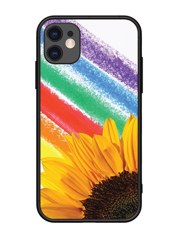 iPhone 11 Sunflower on Colourful Lines