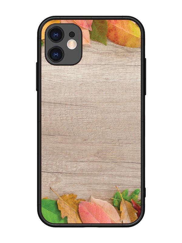 iPhone 11 Autumn Leafs On Wooden Table