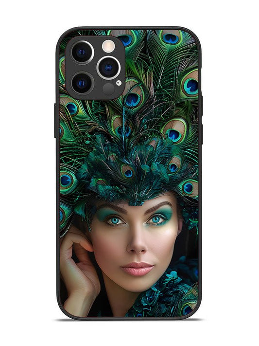 iPhone 12 Pro Girl with peacock feather Crown