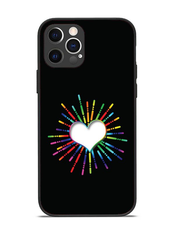 iPhone 12 Pro Colourful Heart on Black