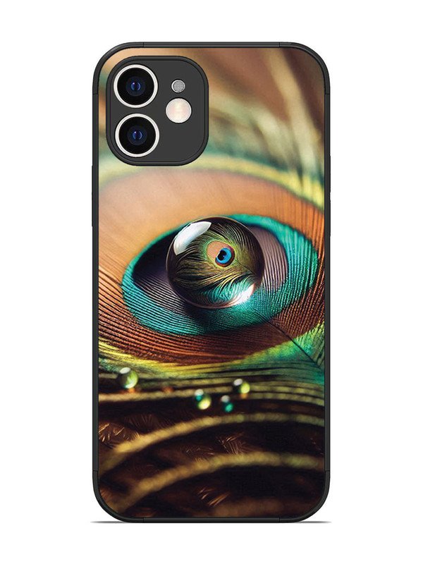 iPhone 12 Water Drop On Peacock Feather