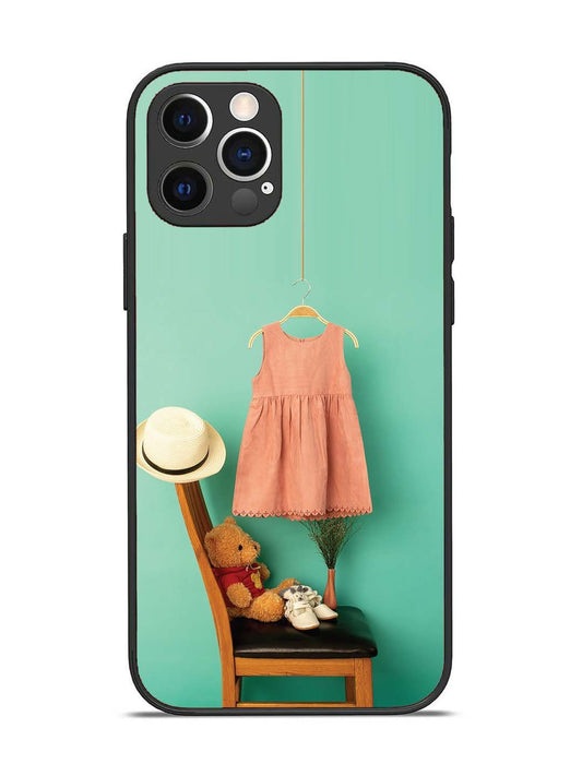 iPhone 12 Pro Trendy dress for girl near toy bear