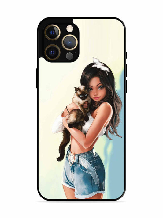 iPhone 12 Pro Max Cute Girl with Cat