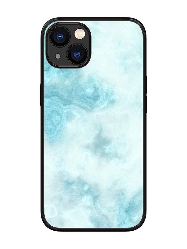 iPhone 13 Light Blue with White Ocean Marble