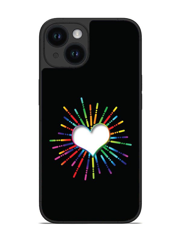 iPhone 15 Colourful Heart on Black