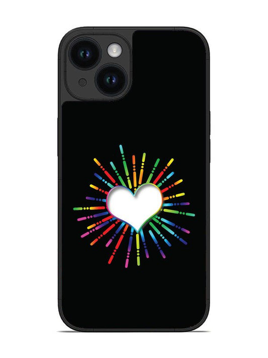 iPhone 15 Colourful Heart on Black
