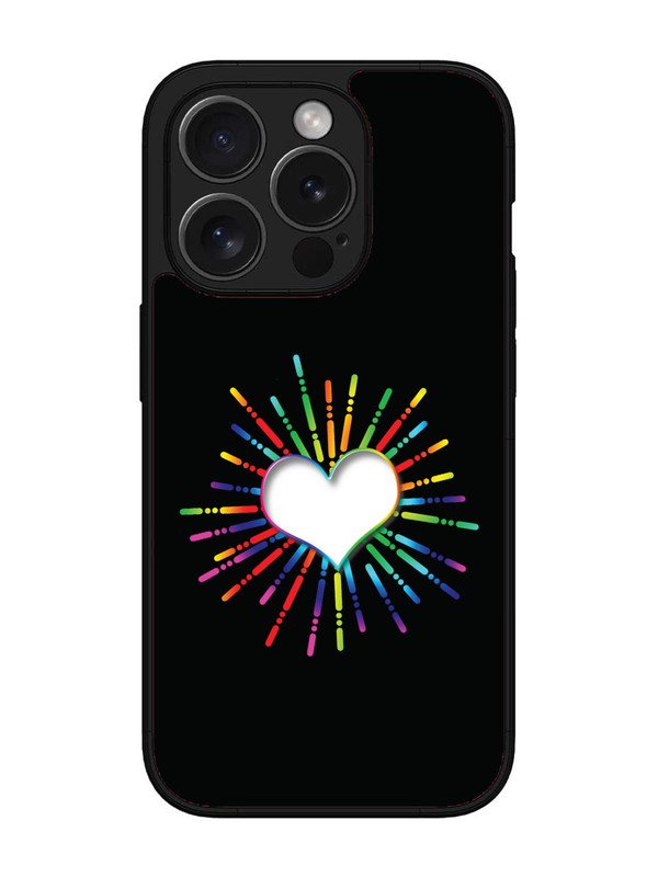 iPhone 15 Pro Max Colourful Heart on Black