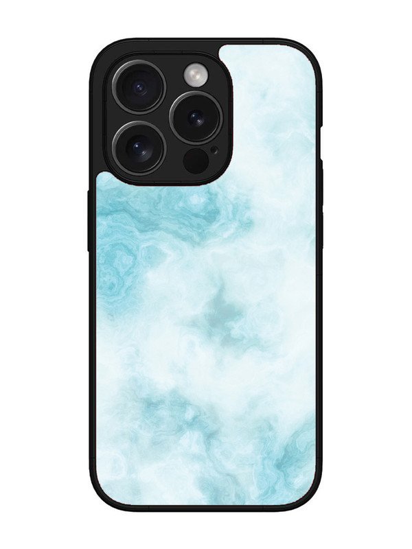 iPhone 15 pro Light Blue with White Ocean Marble