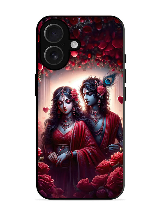 iPhone 16 | Printed Metal Back Cover | Couples in Red theme like Radha Krishna | IP-16-458