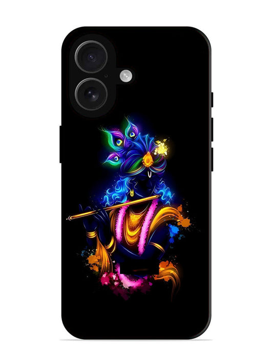iPhone 16 | Printed Metal Back Cover | Krishna Playing Flute | IP-16-460