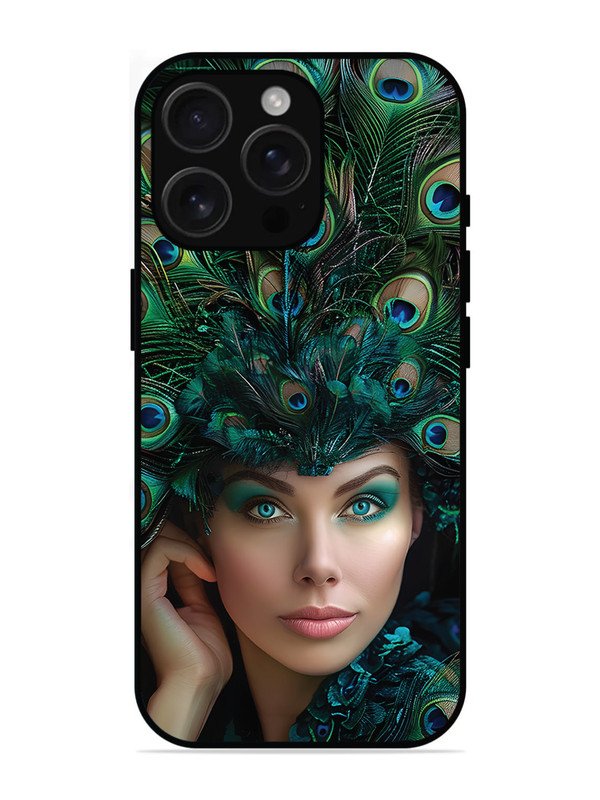 iPhone 16 Pro Max Girl with peacock feather Crown