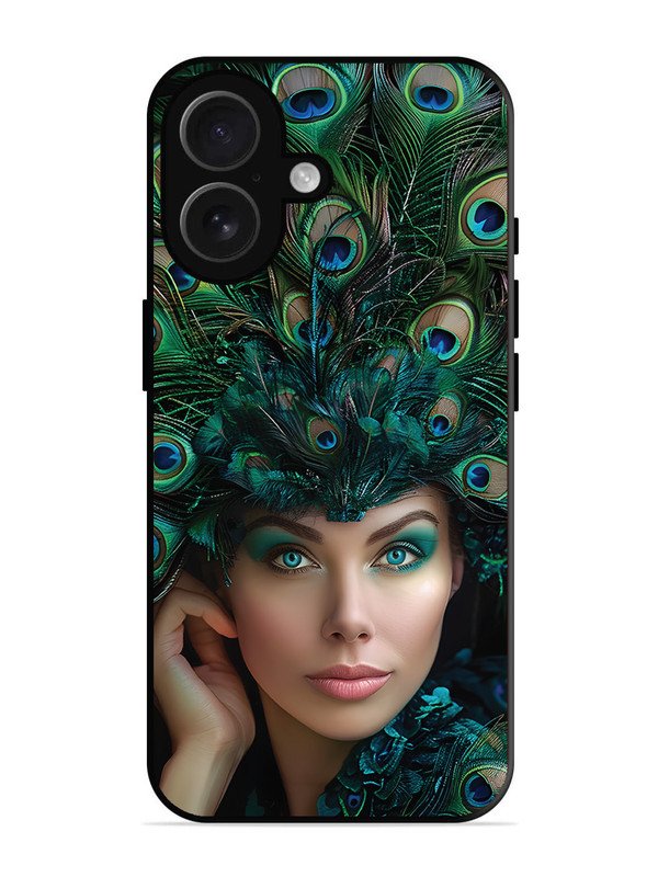 iPhone 16 Girl with peacock feather Crown
