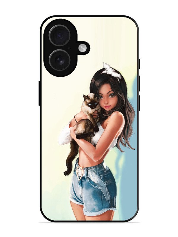 iPhone 16 Cute Girl with Cat