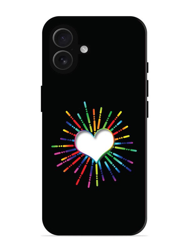 iPhone 16 Plus Colourful Heart on Black