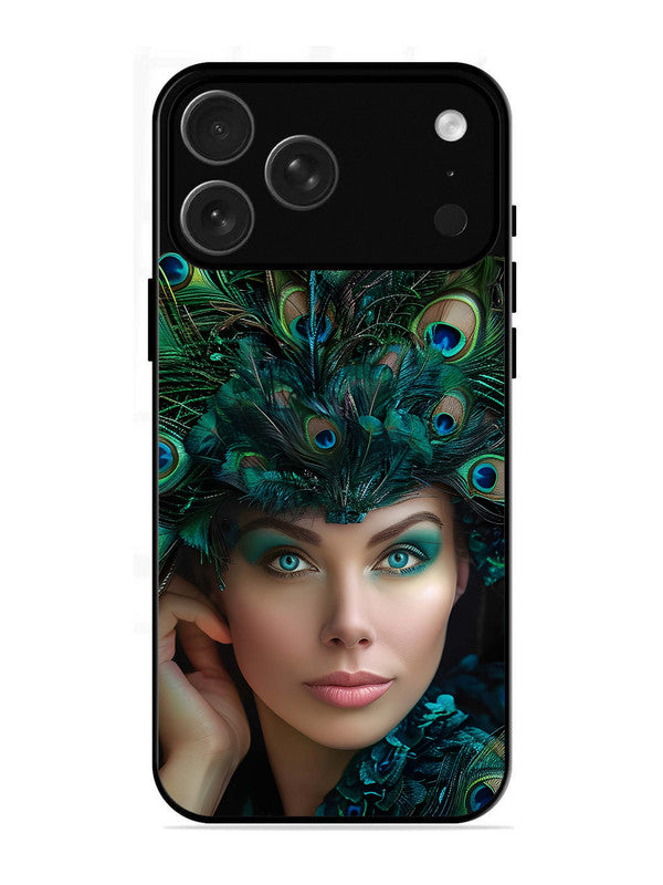 iPhone 17 Pro Girl with peacock feather Crown
